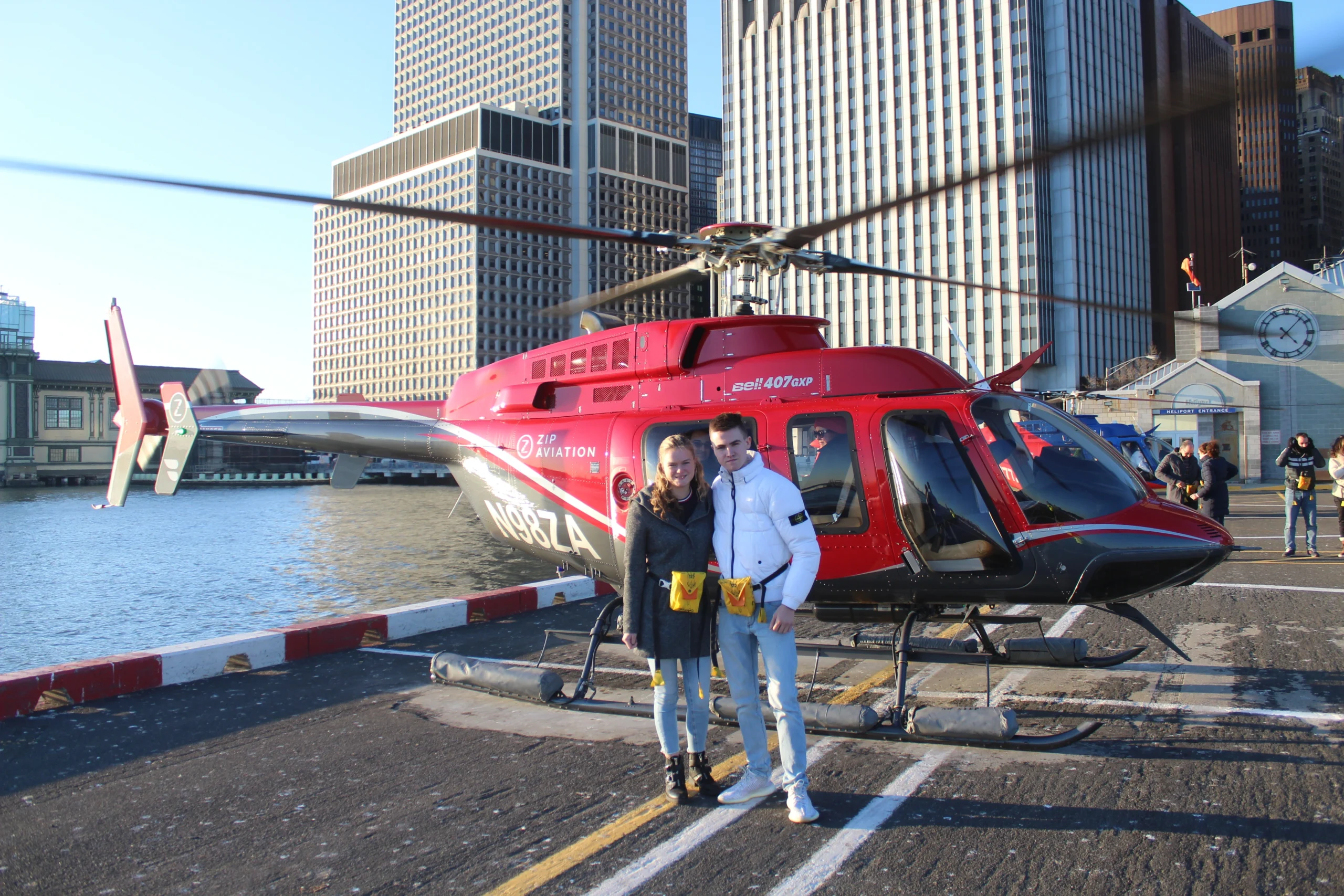 Sander en Tessa in New York met helikoper