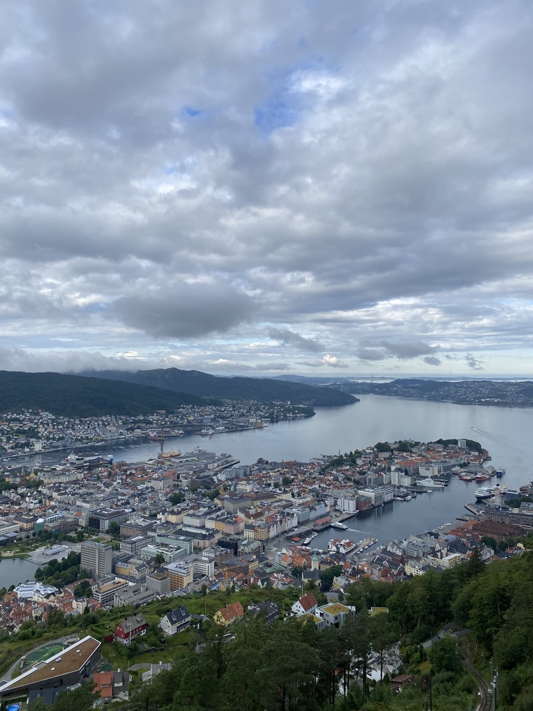 Uitzicht over Bergen bij Fløyen